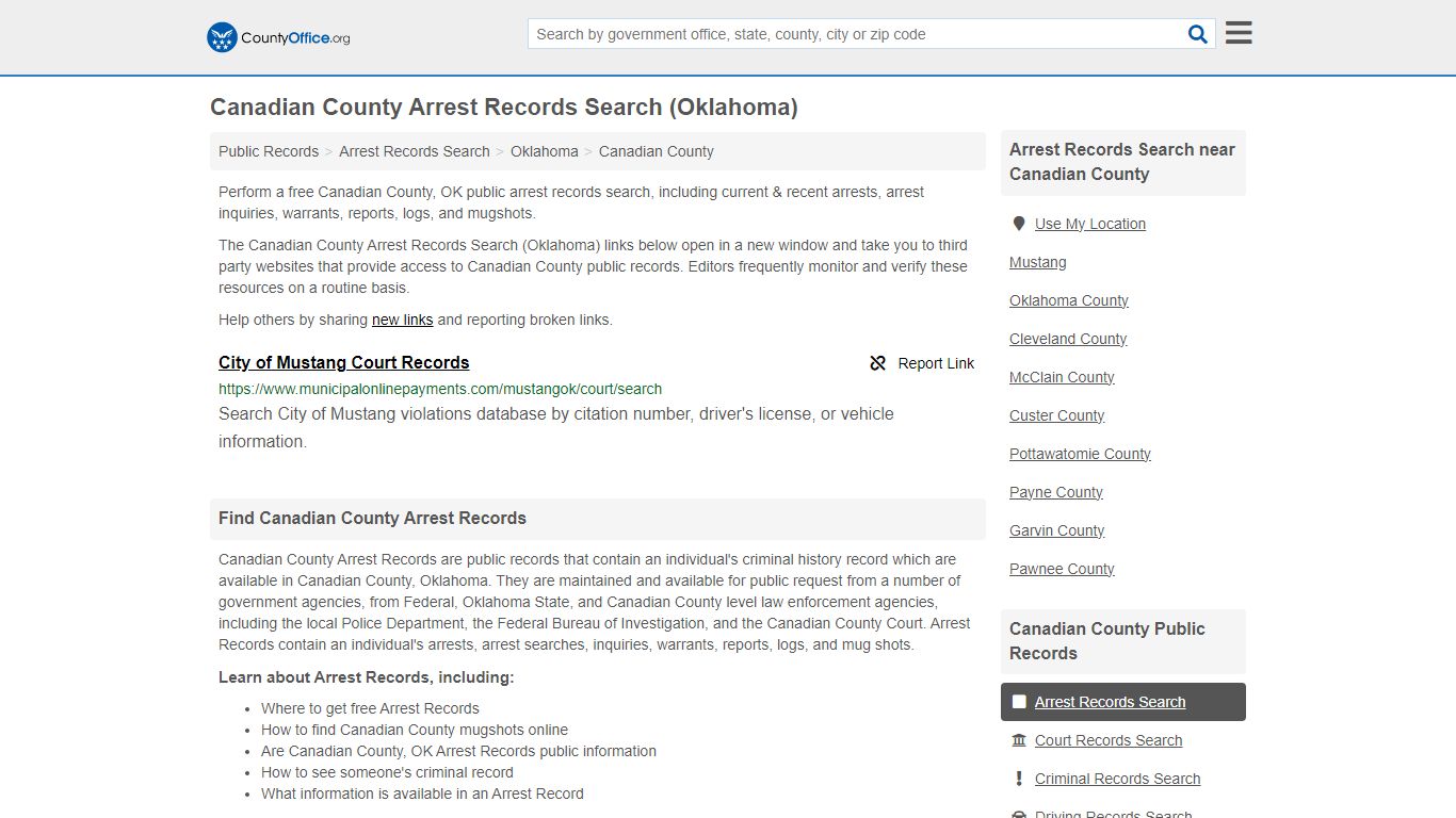 Arrest Records Search - Canadian County, OK (Arrests & Mugshots)