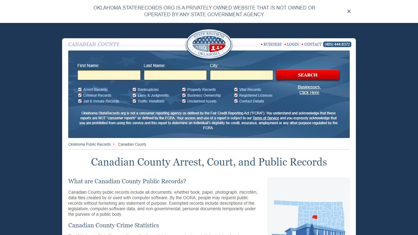 Canadian County Arrest, Court, and Public Records