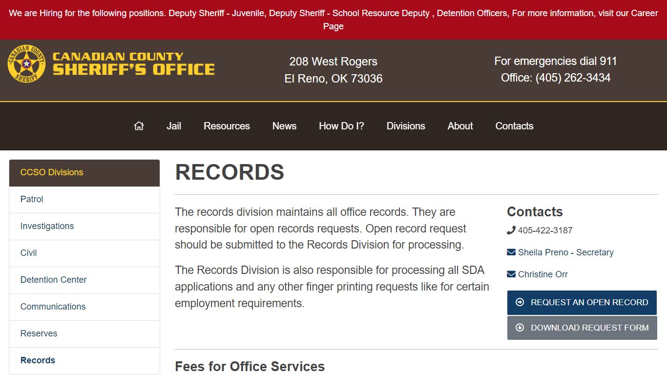 Records - Canadian County Sheriff's Office El Reno, OK